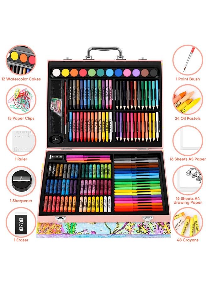 Soucolor Arts And Crafts Supplies 183Pack Drawing Painting Set For Kids Girls Boys Teens Coloring Art Kit Gift Case: Crayons Oil Pastels Watercolors Cake Colored Pencils Markers Sketch Paper - Image 4