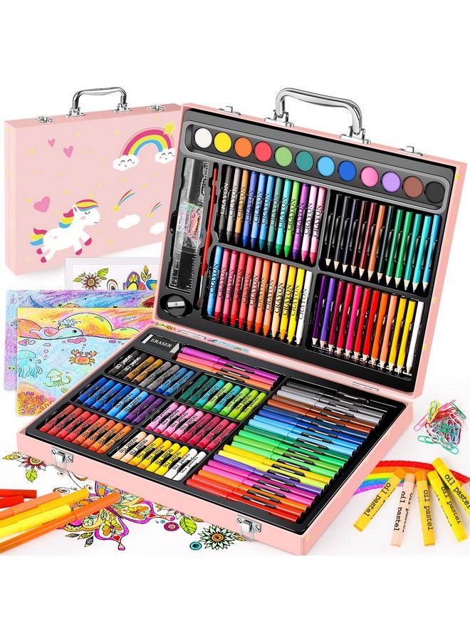 Soucolor Arts And Crafts Supplies 183Pack Drawing Painting Set For Kids Girls Boys Teens Coloring Art Kit Gift Case: Crayons Oil Pastels Watercolors Cake Colored Pencils Markers Sketch Paper - Image 2