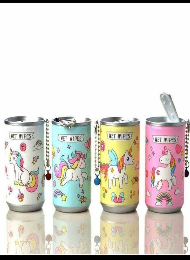 Newvent Pack of 3 Unicorn Mini Wet Wipe Cane | Unicorn Wet Wipe Face Tissue For Girls| Wet Wipe Napkin (Multicolor) - Image 1