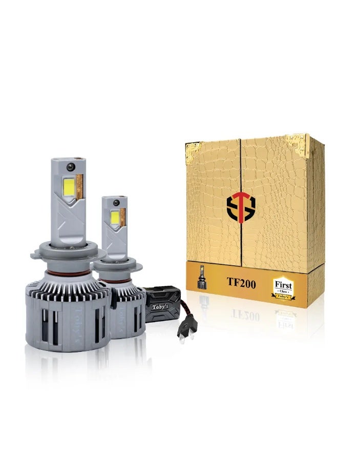 توبيز مصباح أمامي LED للسيارة من Tobys TF200، قطعتان، أصلي، 200 واط/القطعة، قوة 20000 لومن/القطعة، بدرجة حرارة لون 6500 كلفن - H7 - Image 1