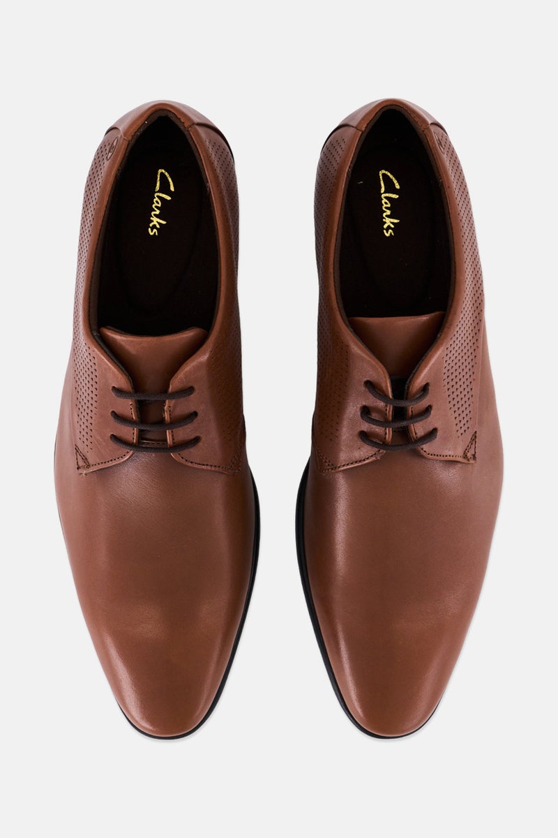 clarks Men Standard Fit Boswyn Lace Formal Shoes, Dark Tan - Image 3