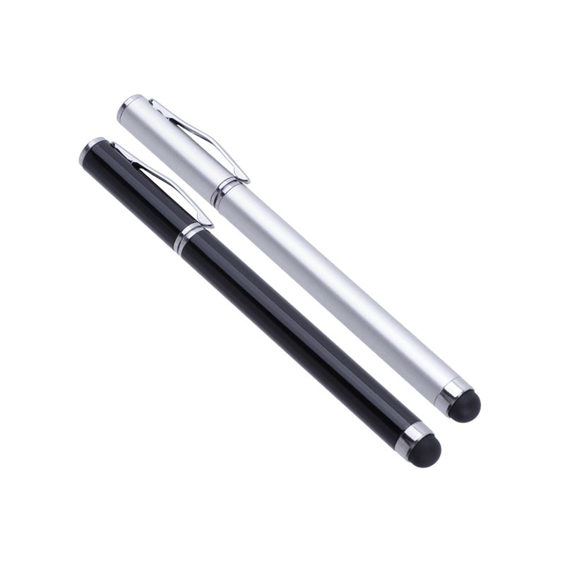 10pcs Aluminum Capacitive Stylus Ballpoint Pen 2-in-1 Writing Pens for Tablets Smartphones (Random Color) - Image 1