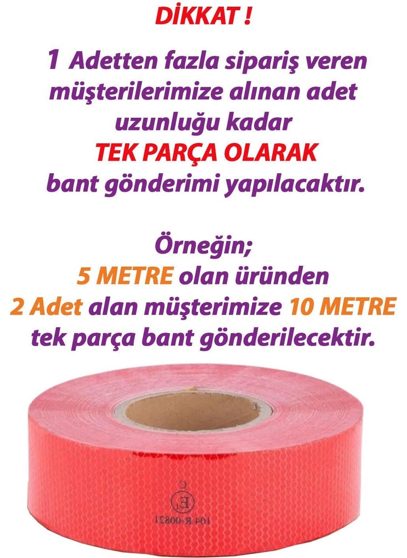Glaswen 5m Reflective Reflective Phosphorescent Vehicle Auto Truck Strip Tape Tüvtürk Approved Flat Red Warning Tape  - Image 3