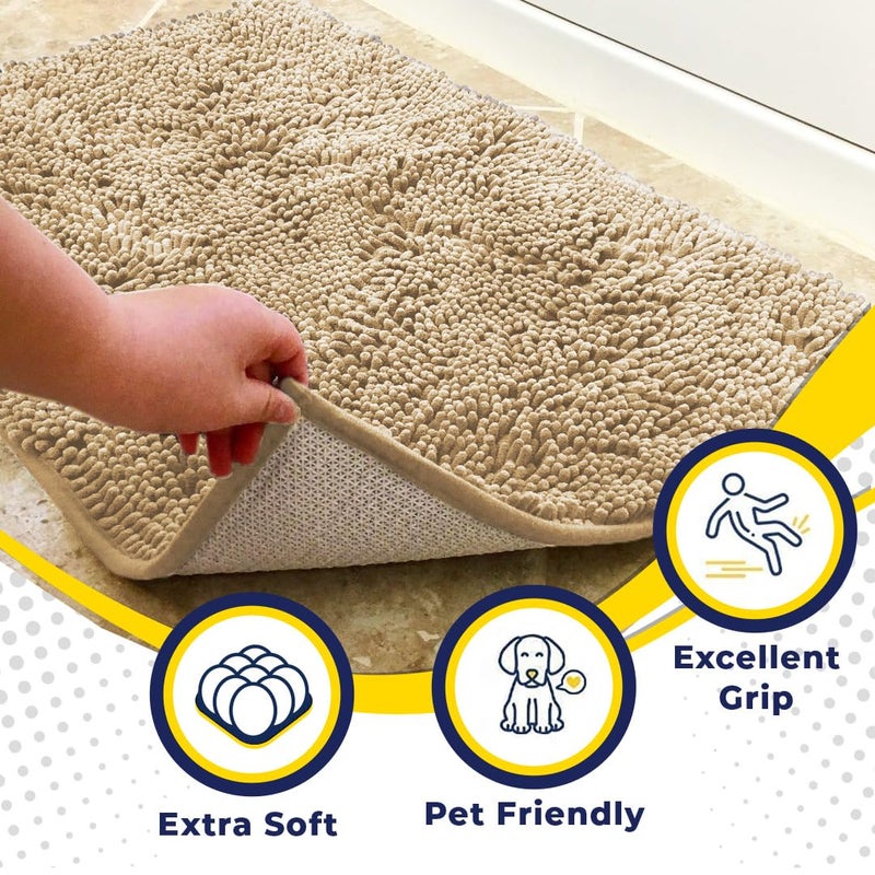 Muddy MatÂ® | Super Absorbent Door Mat Indoor, Microfiber Quick Dry Chenille Entryway Rug, Non-Slip Front Door Mat, Indoor Mats for Entryway, Machine Washable Pet Rug, Beige XXL 60"X48" - Image 2