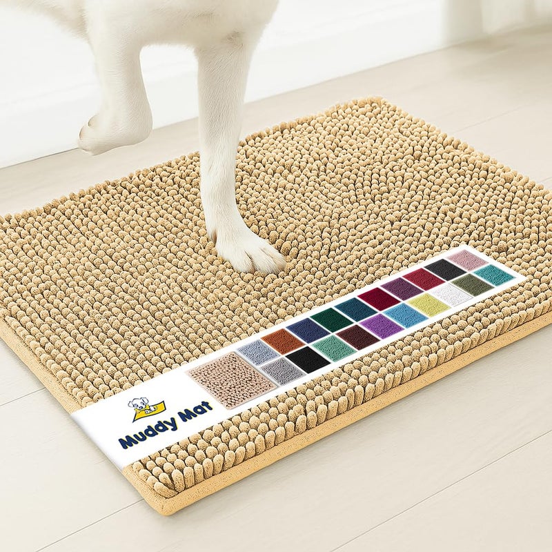 Muddy MatÂ® | Super Absorbent Door Mat Indoor, Microfiber Quick Dry Chenille Entryway Rug, Non-Slip Front Door Mat, Indoor Mats for Entryway, Machine Washable Pet Rug, Beige XXL 60"X48" - Image 1