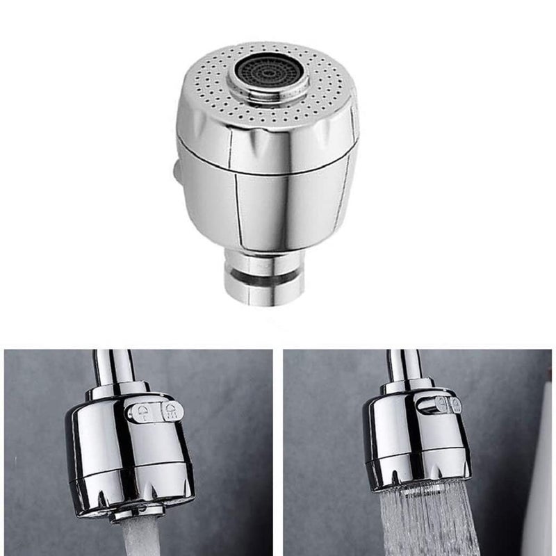 Stainless Steel 360 Degree Flexible Rotating Water Saving Faucet Extension 2 Modes Adjustable Aerator SplashProof Head for Bathroom Kitchen Tap Nozzle Filter Silver D7588  - Image 3