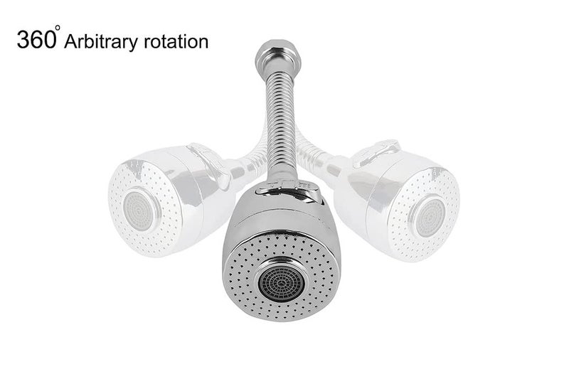 Stainless Steel 360 Degree Flexible Rotating Water Saving Faucet Extension 2 Modes Adjustable Aerator SplashProof Head for Bathroom Kitchen Tap Nozzle Filter Silver D7588  - Image 2