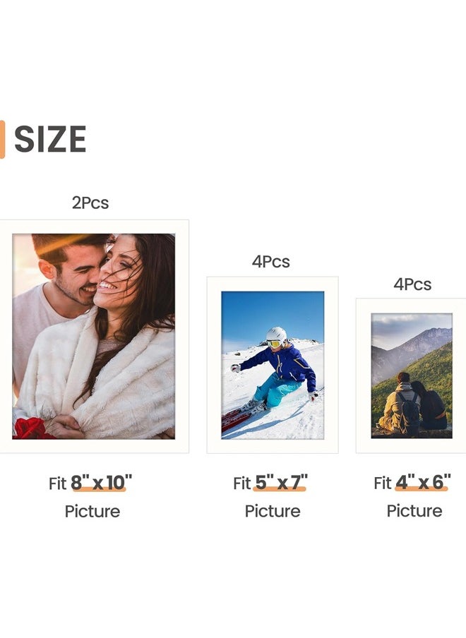 L&E 10 Pack Picture Frames Collage Wall Decor with Glass, Gallery Wall Frame Set for Wall Mounting or Tabletop Display, Multi Sizes Including 8x10, 5x7, 4x6 Family Photo Frames (White)  - Image 2