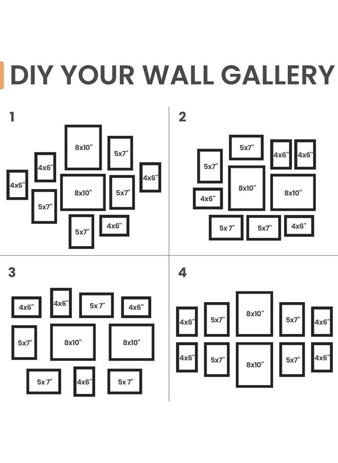 L&E 10 Pack Picture Frames Collage Wall Decor with Glass, Gallery Wall Frame Set for Wall Mounting or Tabletop Display, Multi Sizes Including 8x10, 5x7, 4x6 Family Photo Frames (White)  - Image 3