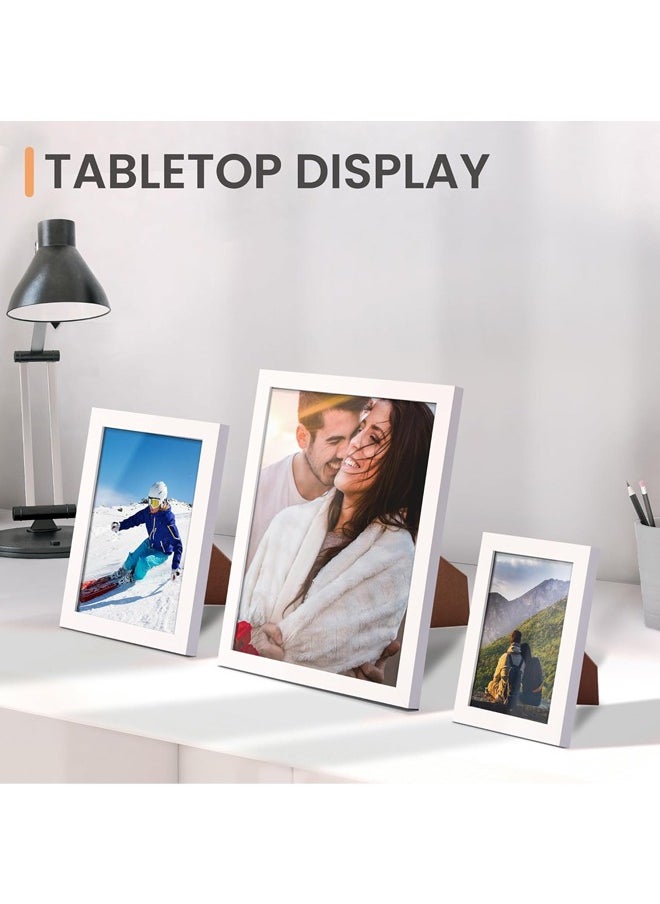 10 Pack Picture Frames Collage Wall Decor with Glass, Gallery Wall Frame Set for Wall Mounting or Tabletop Display, Multi Sizes Including 8x10, 5x7, 4x6 Family Photo Frames (White)