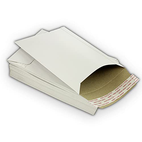 EcoSwift 50 EcoSwift 7 x 9 Rigid Photo Mailers Keep Flats White Cardboard Self Seal Envelopes 7x9 - Image 2