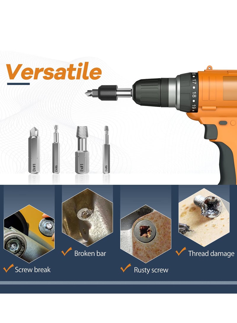 22-Piece Screw Extractor Set - Easy Out HSS Broken Stripped Screw Remover Kit with Magnetic Extension Bit Holder & Socket Adapter - Image 2
