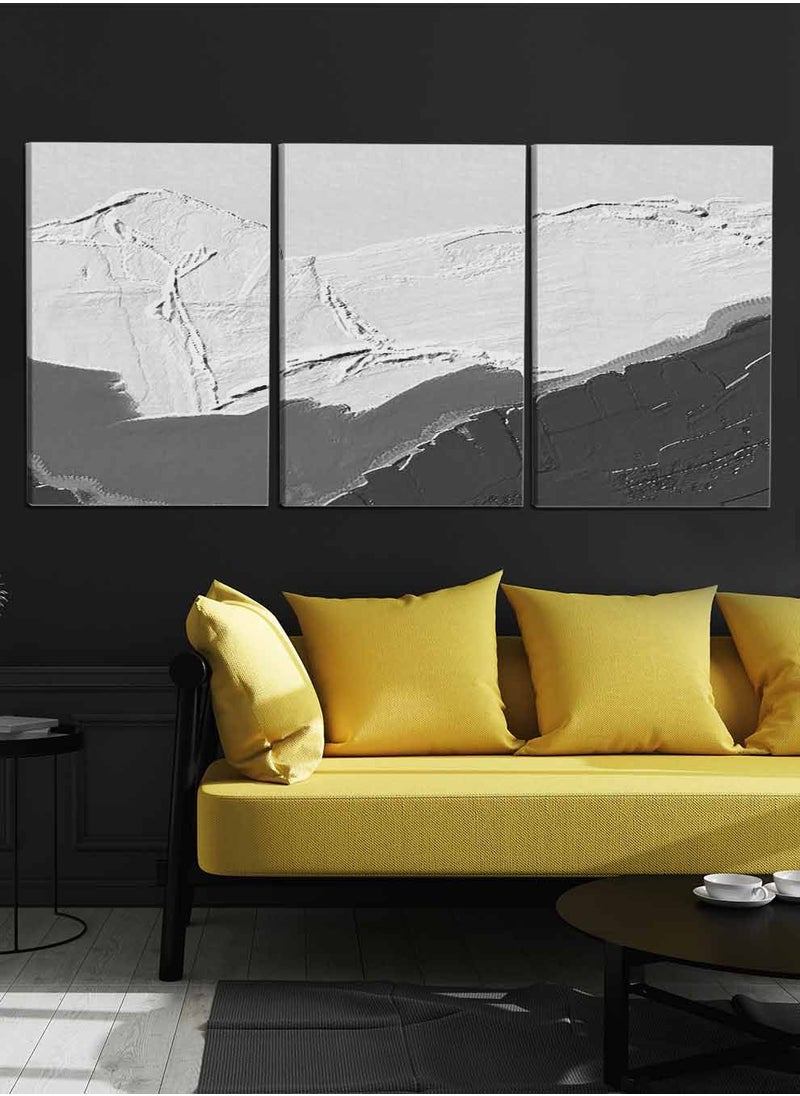 LOWHA Set Of 3 Framed Canvas Wall Arts Stretched Over Wooden Frame, Abstract Murals Carpet Paintings, For Home, Living Room, Office Decor  - Image 3