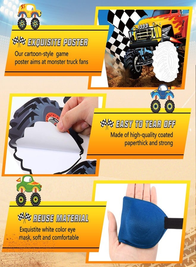 Faccito Truck Games Pin the Wheels on the Monster Truck Large Poster with 24 Wheel Stickers and Game Blindfold Monster Truck Pin Game for Boys Birthday Decorations Monster Trucks Party Supplies - Image 4