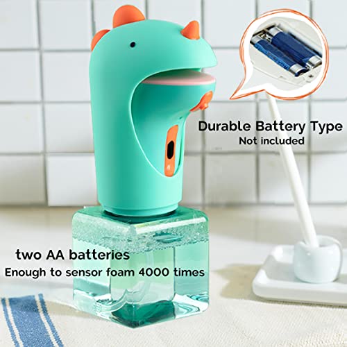 beslowly Dinosaur Automatic Soap Dispenser, Auto Foaming Touchless Hand Soap Dispenser for Kids, IPX6 Waterproof Cute Foam Sanitizer Dispenser for Bathroom Countertop, 8.7oz/250ML (Battery Type) - Image 3