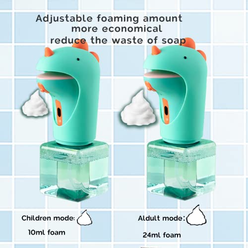 beslowly Dinosaur Automatic Soap Dispenser, Auto Foaming Touchless Hand Soap Dispenser for Kids, IPX6 Waterproof Cute Foam Sanitizer Dispenser for Bathroom Countertop, 8.7oz/250ML (Battery Type) - Image 4