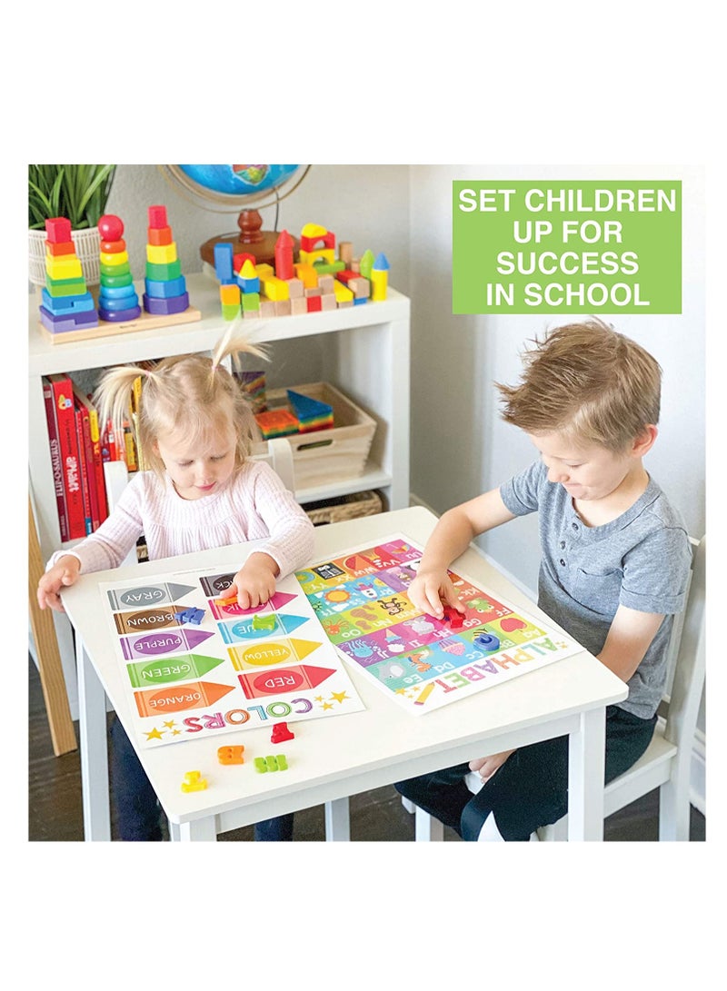 Educational Preschool Poster for Toddler and Kid 4 Pcs, Alphabet Numbers Colors Shapes, Classroom Learning Alphabet Poster, Nursery Homeschool Kindergarten, Laminated Educational Supplies 11x17inch  - Image 4
