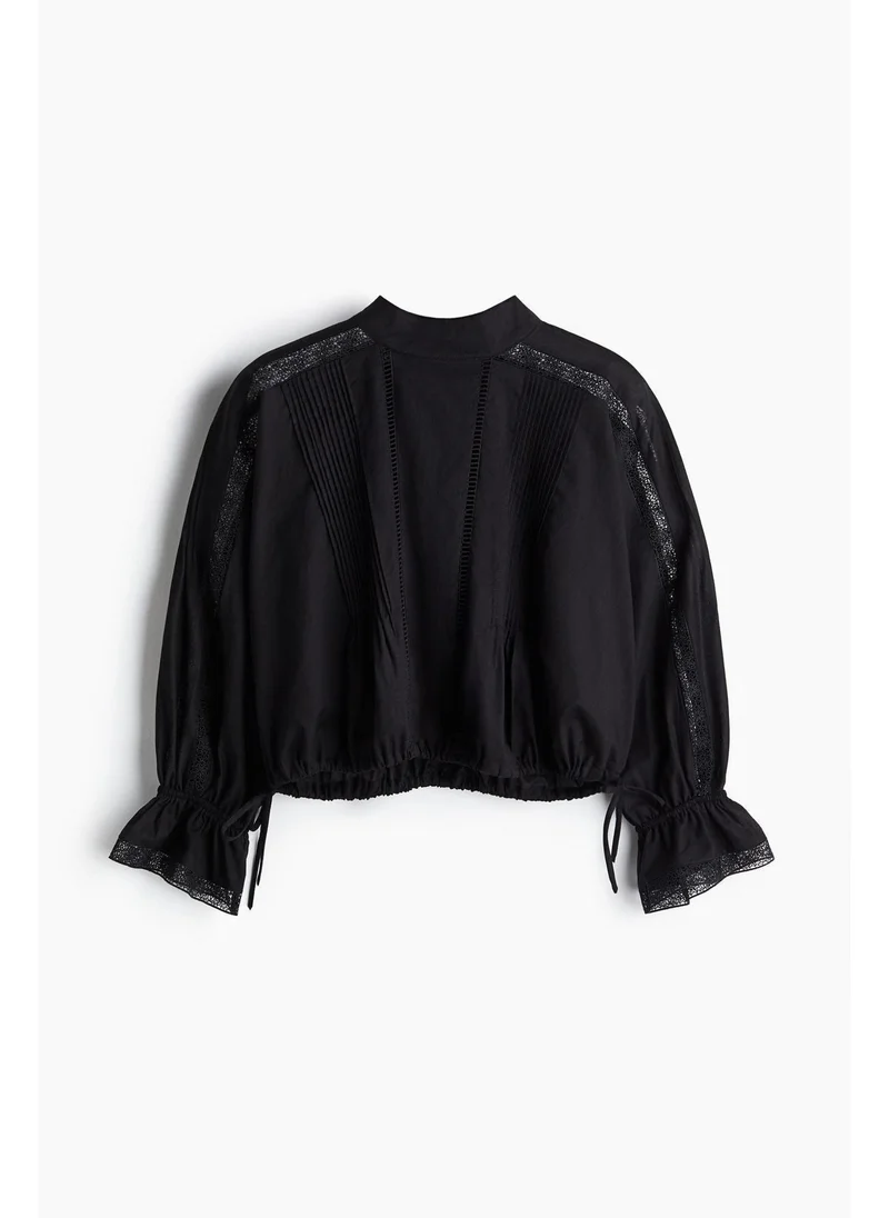 H&M Lace-inset cotton blouse