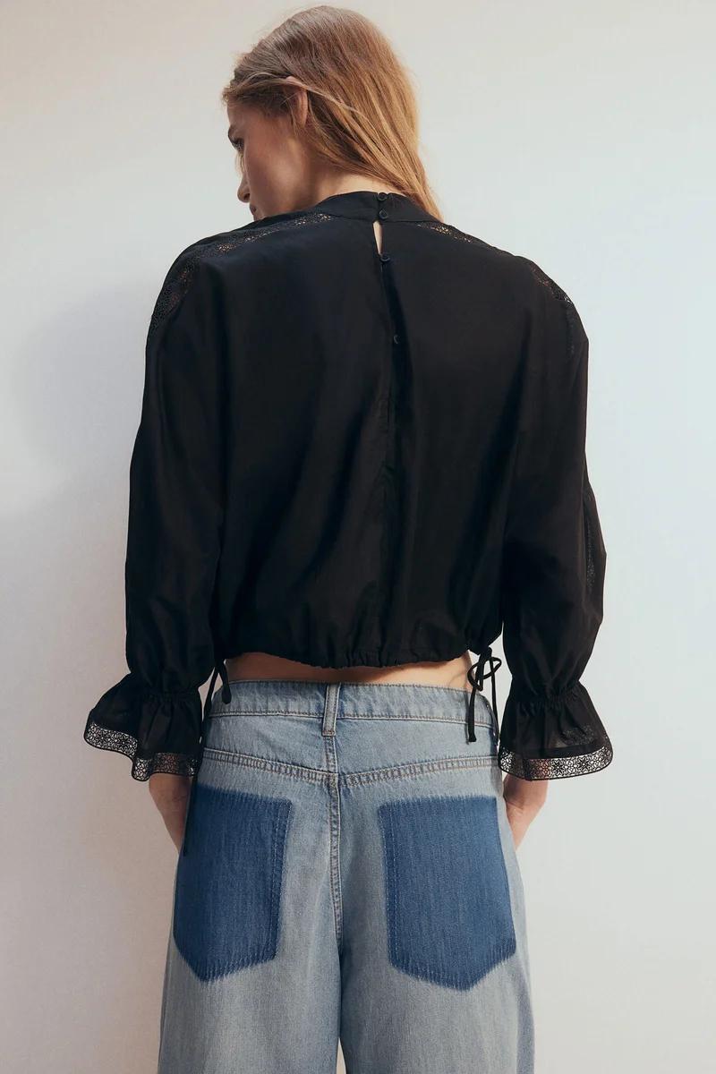 H&M Lace-inset cotton blouse