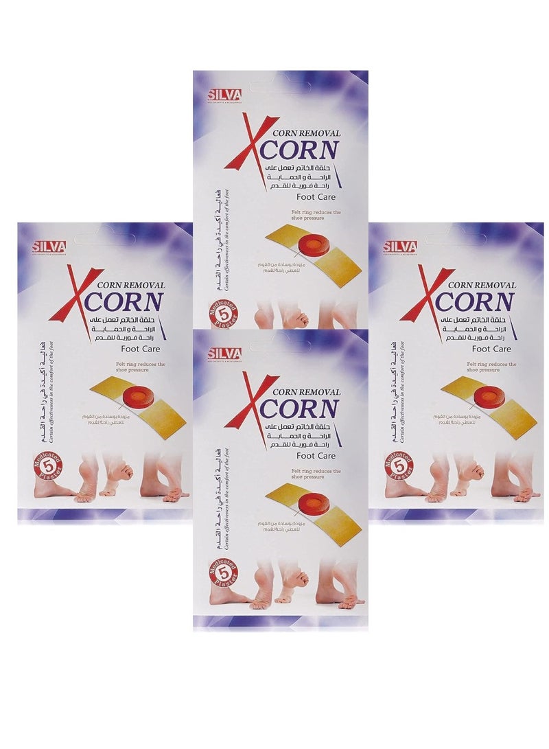 Medicated Corn Removal Plaster with Felt Ring Cushion for Foot Care 4 Pack x 5 Plaster