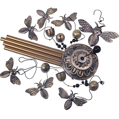 xxschy Garden Bee Wind Chimes Outdoor Indoor Decor - with 4 Tubes 6 Bells 7 Bees Wind Chime, Mobile Romantic Bee Wind Catcher, Bees Windchimes for Home, Mom Gifts, Balcony, Tree, Festival, Garden Decoration - Image 4