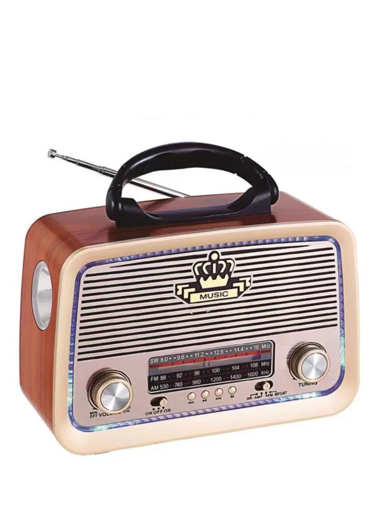 Denx Radio FM - AM - SW Gold/Brown/Black Bluetooth Portable Audio TF Card  USB Flash disk Aux playback  - Image 2