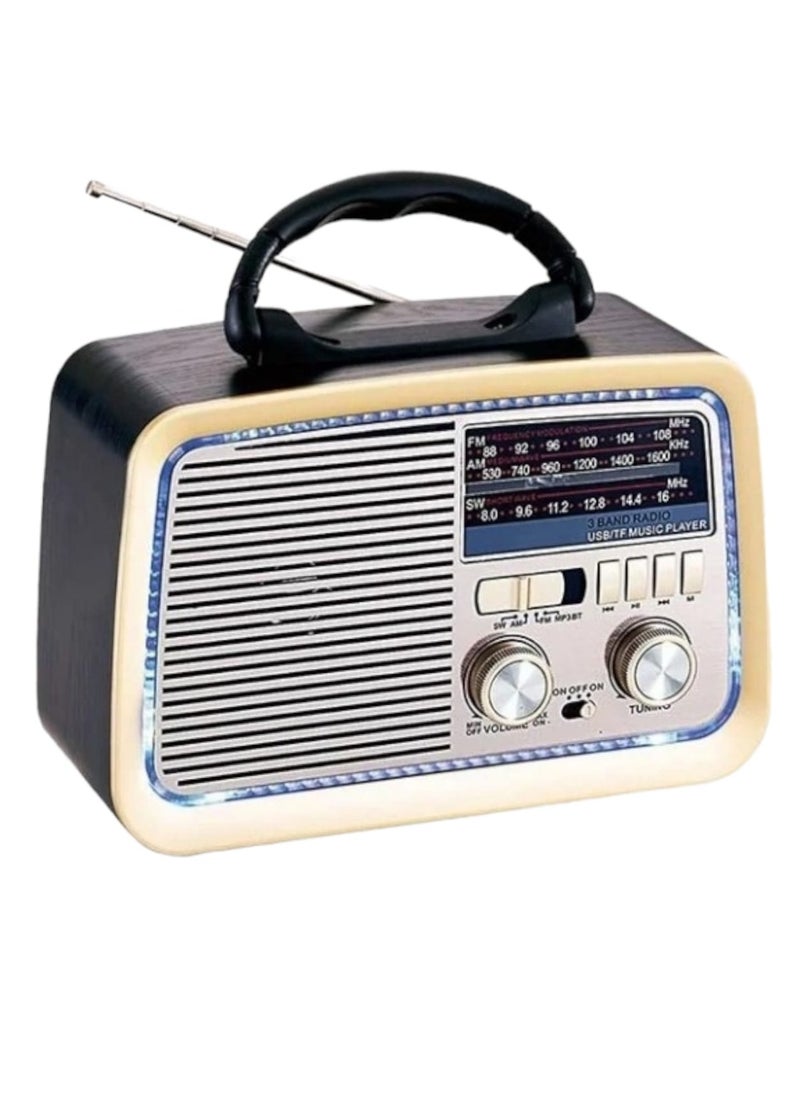 Denx Radio FM - AM - SW Gold/Brown/Black Bluetooth Portable Audio TF Card  USB Flash disk Aux playback  - Image 3