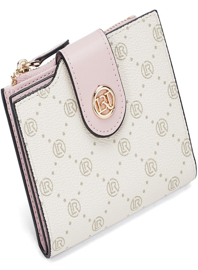LAORENTOU Small Wallet for Women Soft Leather RFID Blocking Bifold Zipper Pocket Wallet Card Case Purse, Pink A - Image 1