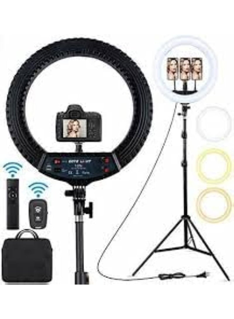 رينج لايت 18" مع ترايبود وجهاز تحكم لاسلكي – إضاءة LED قابلة للتعديل للسيلفي، المكياج، البث المباشر وفيديوهات يوتيوب - Image 2