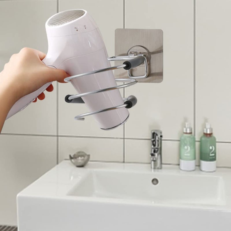 WE-CEF Hair Dryer Holder Wall Mounted, Self-Adhesive Stainless Steel Blow Dryer Rack, Compatible with Most Hair Dryers, Storage Organizer Rack for Bathroom (Pack - 1) - Image 3