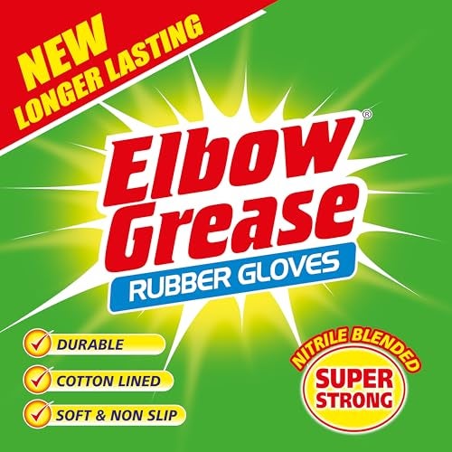 Elbow Grease Rubber Gloves, Super Strong, Durable, Cotton Lined, Soft And Non Slip (1, Medium), Multicolor, Pack Of 1 - Image 3