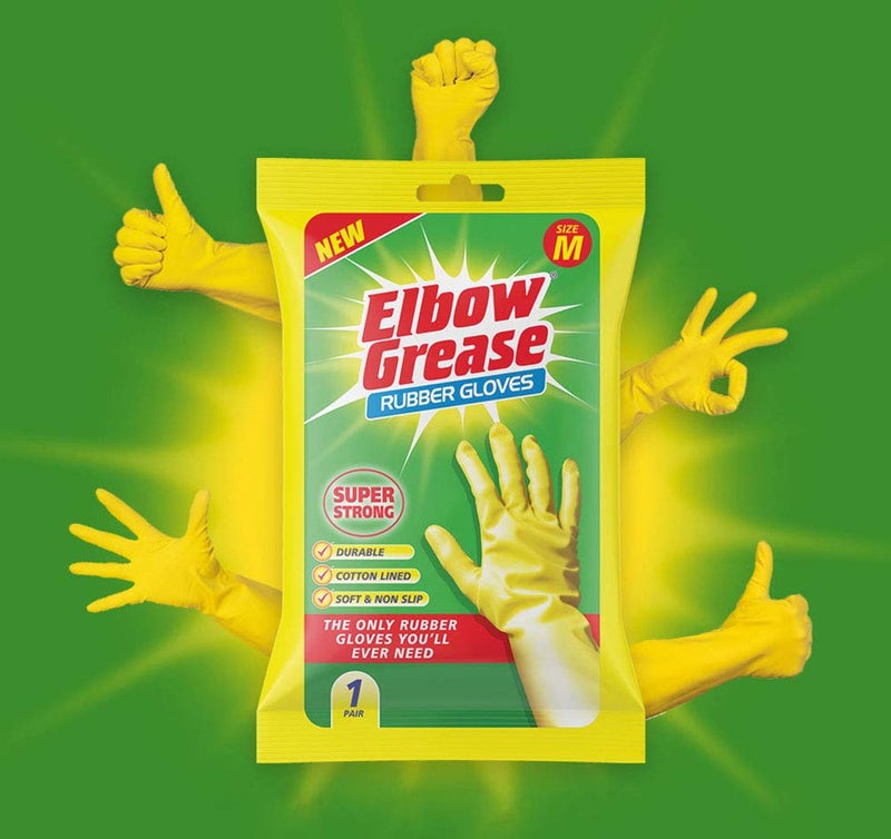 Elbow Grease Rubber Gloves, Super Strong, Durable, Cotton Lined, Soft And Non Slip (1, Medium), Multicolor, Pack Of 1 - Image 2