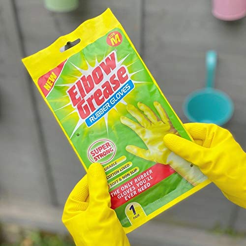 Elbow Grease Rubber Gloves, Super Strong, Durable, Cotton Lined, Soft And Non Slip (1, Medium), Multicolor, Pack Of 1 - Image 5