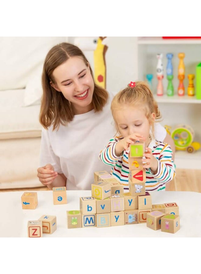 Rich Life Wooden ABC Blocks Building Games Educational Toys for Toddlers - Image 1