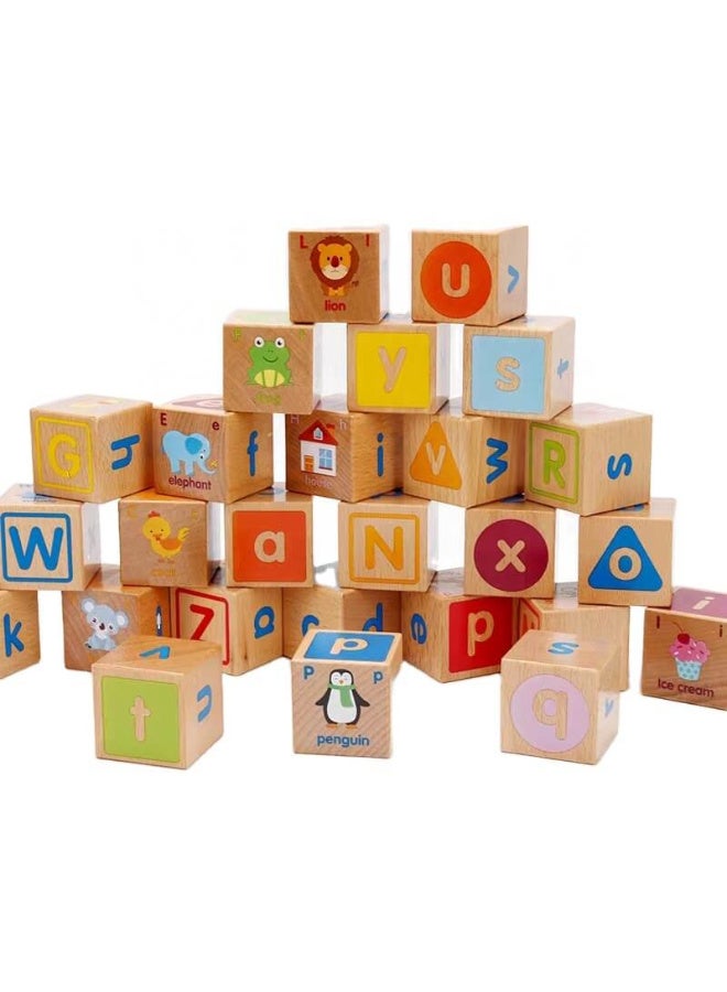 Rich Life Wooden ABC Blocks Building Games Educational Toys for Toddlers - Image 2
