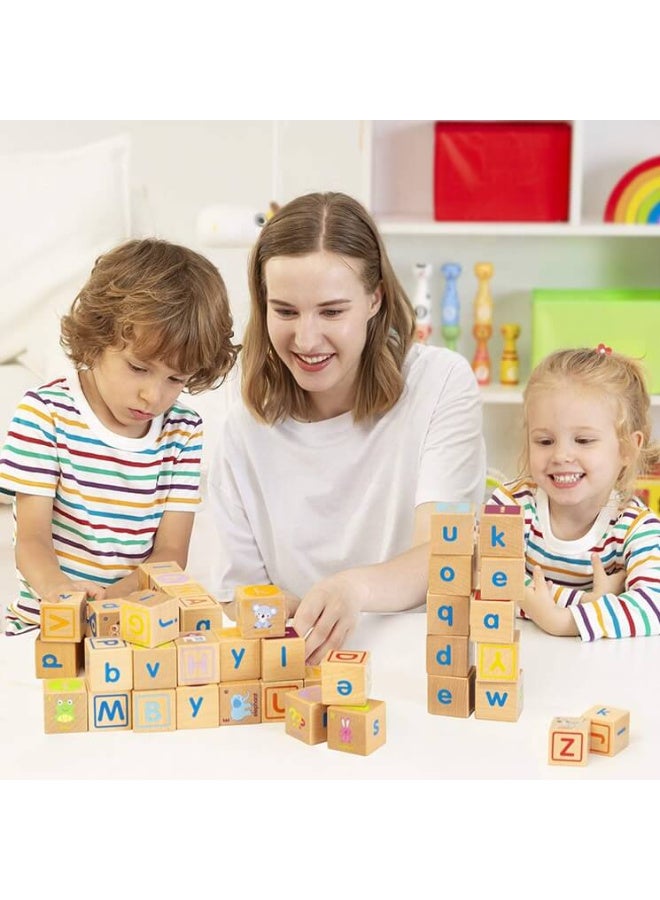 Rich Life Wooden ABC Blocks Building Games Educational Toys for Toddlers - Image 3
