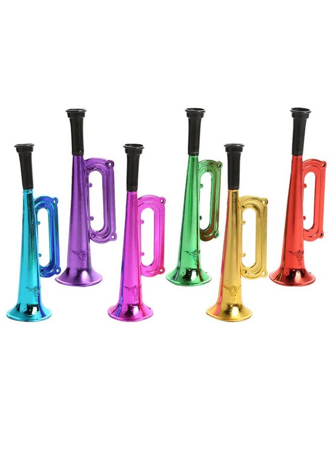 TOYANDONA 6Pcs Metallic Trumpet Toys Kid Trumpet Instrument Plastic Blow Horn Musical Instruments Noise Makers For Parties And Events Party Favors For Boys And Girls ( Random Color ) - Image 2