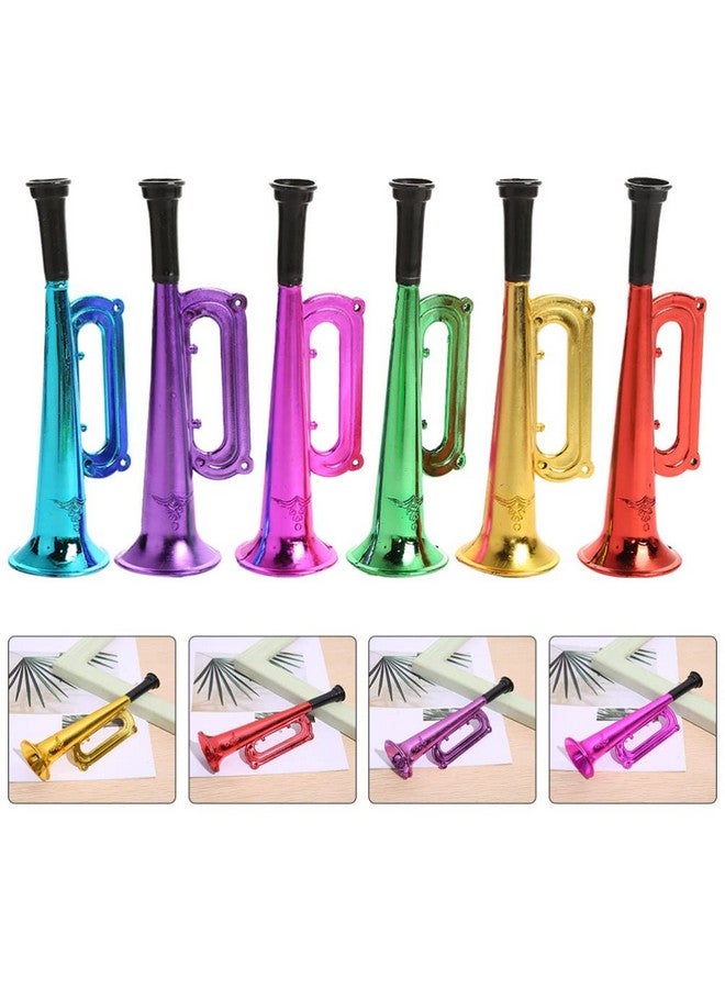 TOYANDONA 6Pcs Metallic Trumpet Toys Kid Trumpet Instrument Plastic Blow Horn Musical Instruments Noise Makers For Parties And Events Party Favors For Boys And Girls ( Random Color ) - Image 4
