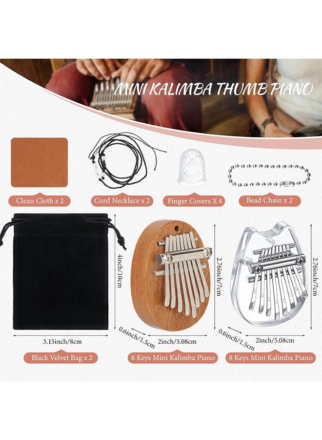 Generic 10 Pieces 8 Keys Mini Piano Set Include Finger Thumb Piano with Lanyard Chain, Finger Protector and Cleaning Cloth Gift for Kids Adults Beginners(Oval, Cat Shaped,Wood, Acrylic)  - Image 5