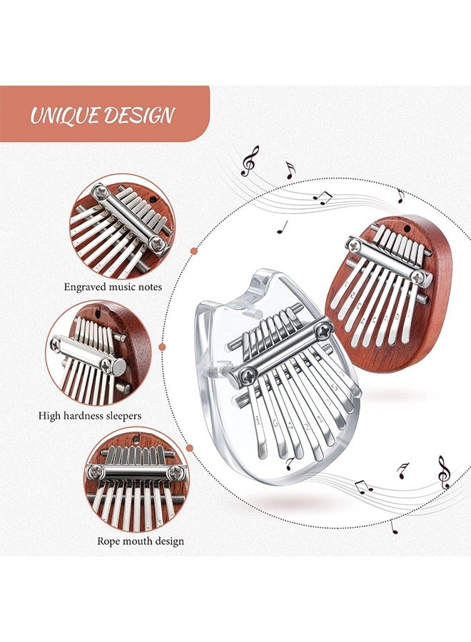 Generic 10 Pieces 8 Keys Mini Piano Set Include Finger Thumb Piano with Lanyard Chain, Finger Protector and Cleaning Cloth Gift for Kids Adults Beginners(Oval, Cat Shaped,Wood, Acrylic)  - Image 4