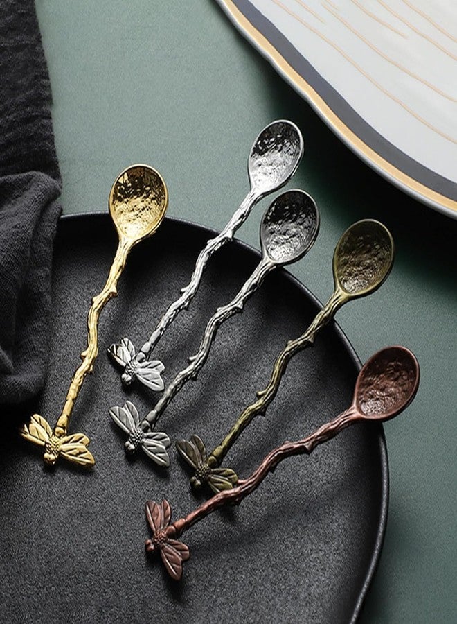 Jinshining Gold Retro Dragonfly Coffee Spoons Teaspoon Stainless Steel Tableware Creative Sugar Stir Bar Spoons Stirring,Long Handle Spoon,Dessert Spoons, Cake Spoon,Kitchen Gadget Des - Image 5