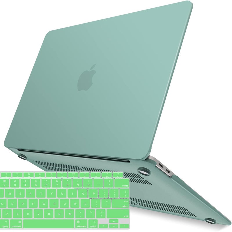 I Benzer Compatible with New MacBook Air 13 inch Case 2022 2021 2020 M1 A2337 A2179 A1932, Plastic Hard Shell Case with Keyboard Cover for Mac Retina Display with Touch ID, Green, MMA-T13GN+1A - Image 1