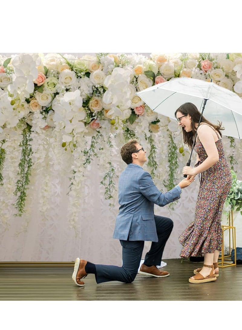 KASTWAVE Wedding Photo Backdrops, Bridal Shower Vinyl Wedding Floral Wall Backdrop White and Green Wisteria Rose Flowers Dessert Table Decoration Newborn Background for Photography - Image 2