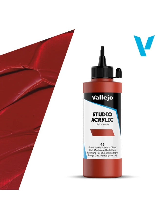 فاليجو طلاء أكريليك ستوديو، أحمر كادميوم داكن، 200 مل، رقم 45 - لون فني احترافي