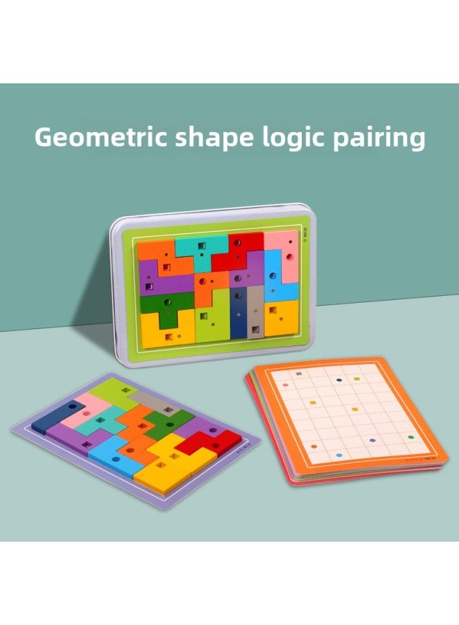 لعبة صندوق التفكير المغناطيسي للأطفال التعليم المبكر التعليمي الخشبي من تتريس لعبة مكعبات البناء - اللون: صندوق حديد تتريس (مغناطيسي) - Image 2