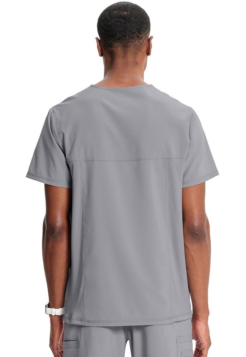 Cherokee Infinity V- Neck Men's Scrub Top with Rib Knit Back Panels CK900A, M, Grey - Image 2