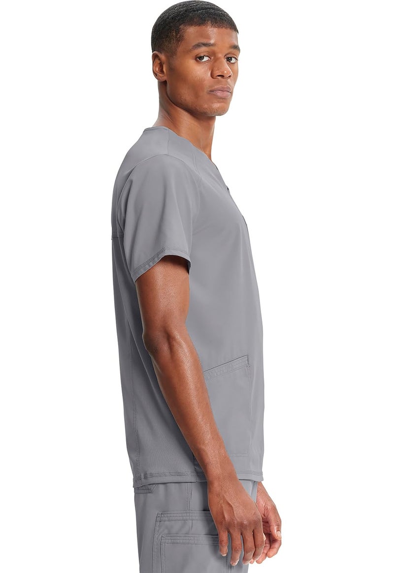 Cherokee Infinity V- Neck Men's Scrub Top with Rib Knit Back Panels CK900A, M, Grey - Image 5