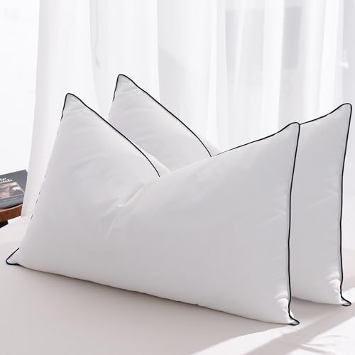 Mosluna Feather Down Pillows King Size Set of 2 Luxury Hotel Collection Bed Pillow 2 Pack Airyfil Powered Fillings  Feathers PillowFluffy Plush for Side Sleepers Medium Firm 20x36 in