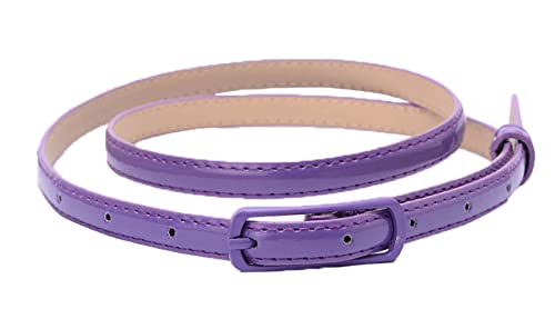 Selighting Women's Solid Color Faux Leather Skinny Belts for Dresses (One Size, Purple) - Image 1