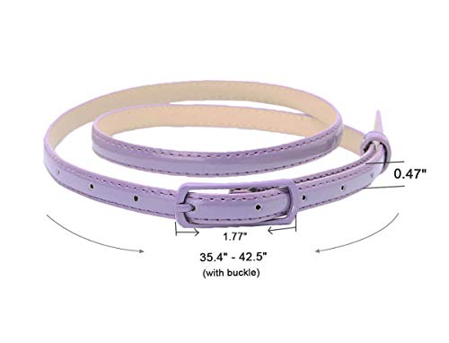 Selighting Women's Solid Color Faux Leather Skinny Belts for Dresses (One Size, Purple) - Image 2